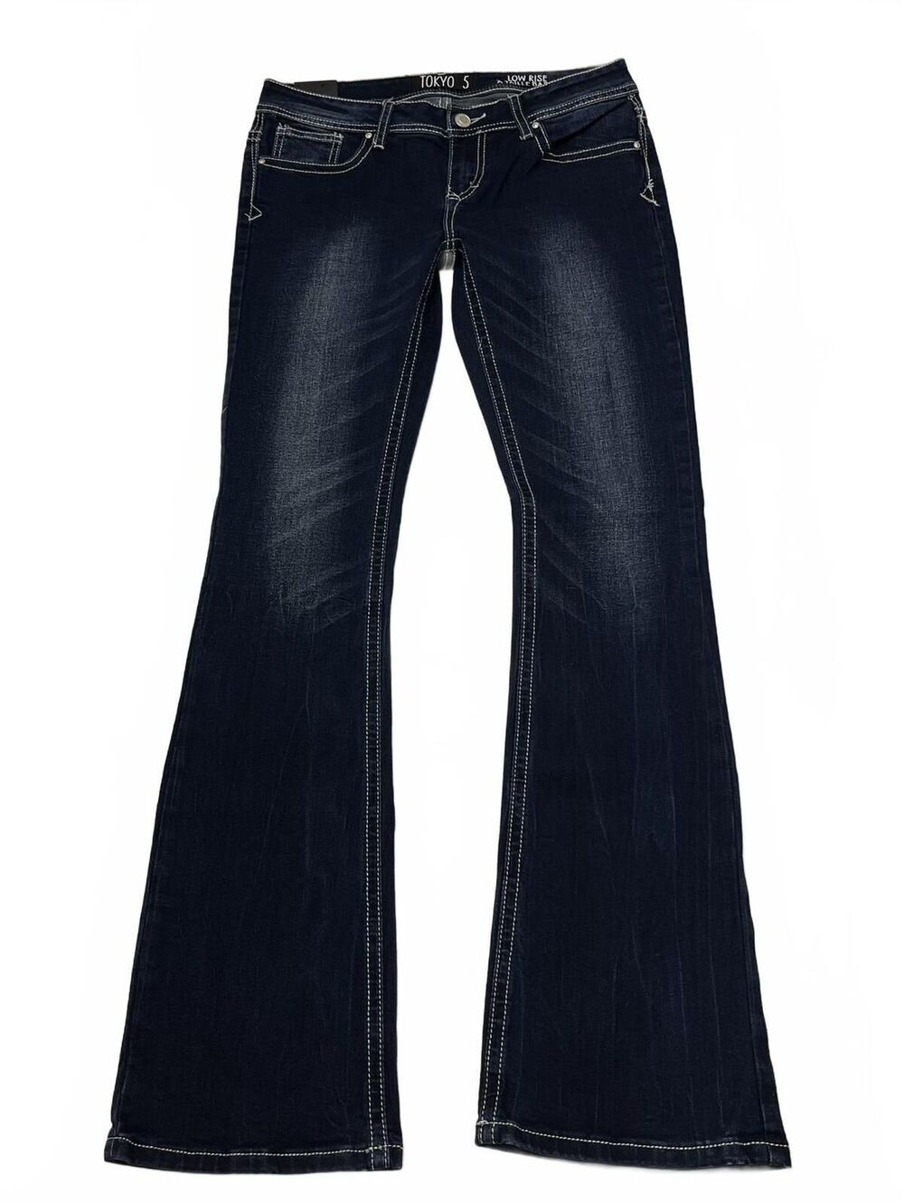Deadstock Y2K Tokyo Dark Wash Low Rise Flare Jeans Size 5 2000s Grunge NWT